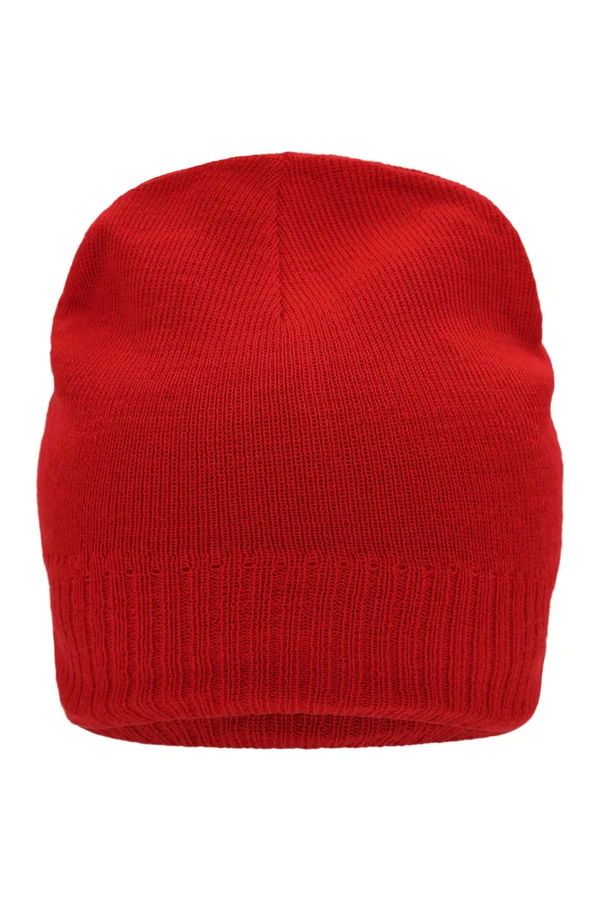 Knitted Beanie with Fleece Inset Red