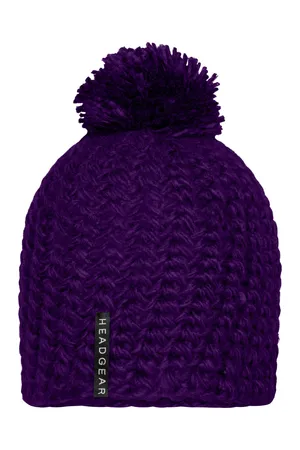 Häkelmütze mit Pompon Purple
