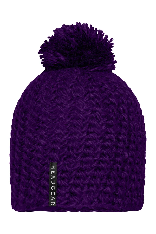 Häkelmütze mit Pompon Purple