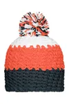 Crocheted Cap With Pompon carbon/orange/white