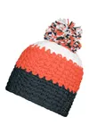 Crocheted Cap With Pompon carbon/orange/white