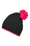 Pompon Hat With Contrast Stripe