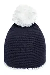 Pompon Hat With Contrast Stripe Navy / White