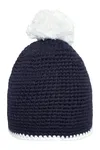 Pompon Hat With Contrast Stripe Navy / White