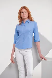 Ladies´ 3/4 Sleeve Fitted Polycotton Poplin Shirt