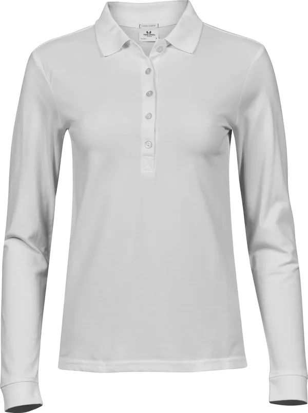 Damen Luxus Piqué Stretch Polo langarm