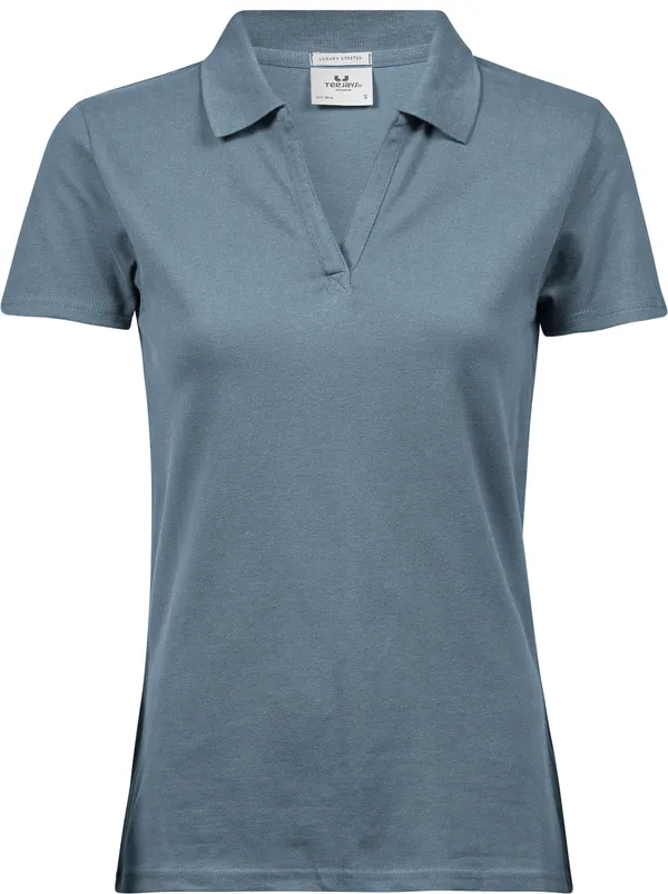 Damen V-Ausschnitt Luxury Stretch Piqué Polo