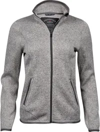 Damen Melange Strickfleece Jacke
