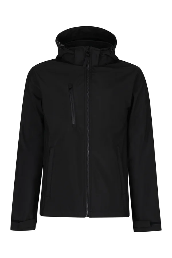 Venturer 3-Layer Printable Hooded Softshell Jacket Black / Black
