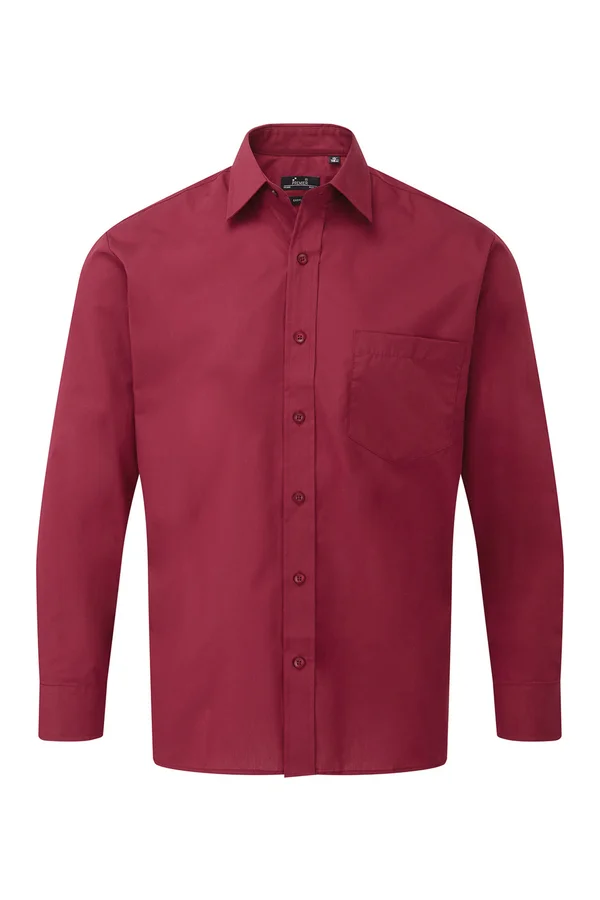 Men´s Poplin Long Sleeve Shirt Burgundy