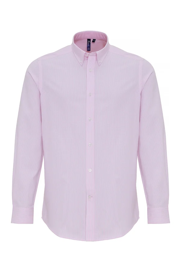 Men´s Cotton Rich Oxford Stripes Shirt White / Pink (ca. Pantone 1895C)