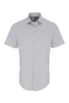 Men´s Stretch Fit Poplin Short Sleeve Cotton Shirt Silver (ca. Pantone 428C)