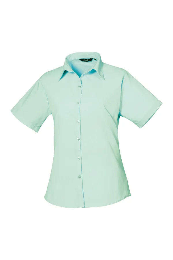 Women´s Poplin Short Sleeve Blouse Aqua