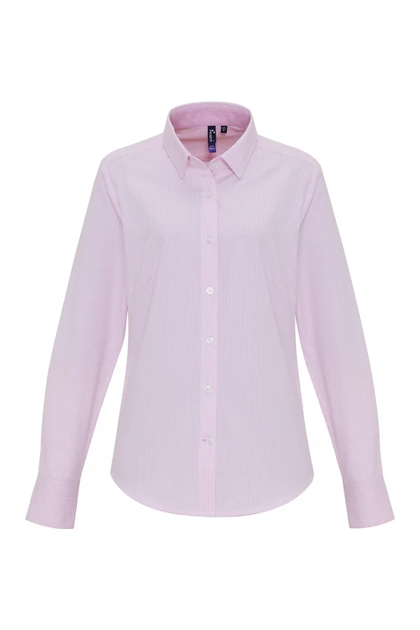 Women´s Cotton Rich Oxford Stripes Shirt White / Pink (ca. Pantone 1895C)