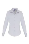 Women´s Stretch Fit Poplin Long Sleeve Cotton Shirt Silver (ca. Pantone 428C)