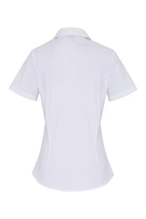 Women´s Stretch Fit Poplin Short Sleeve Cotton Shirt White