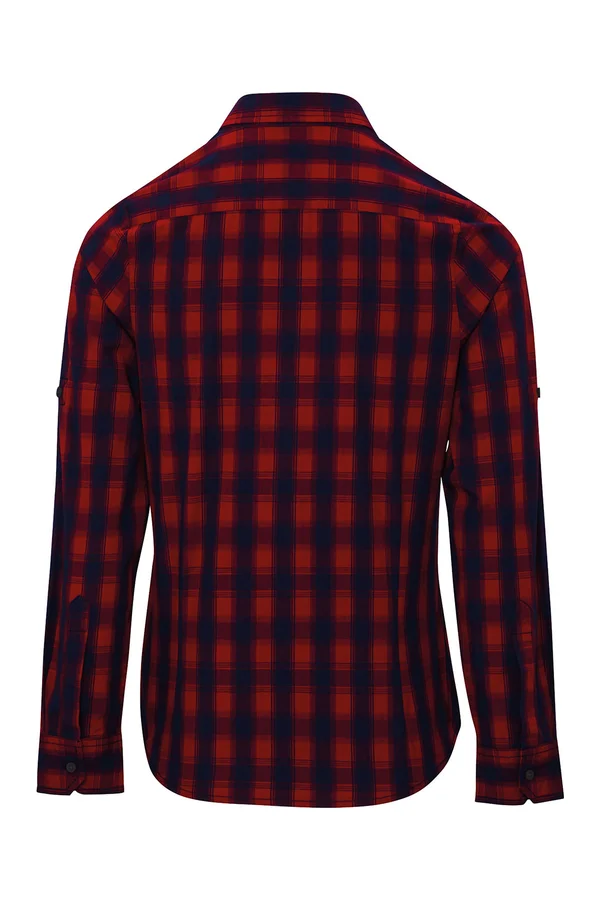 Women´s Mulligan Check Cotton Long Sleeve Shirt Red / Navy (ca. Pantone 2378C)
