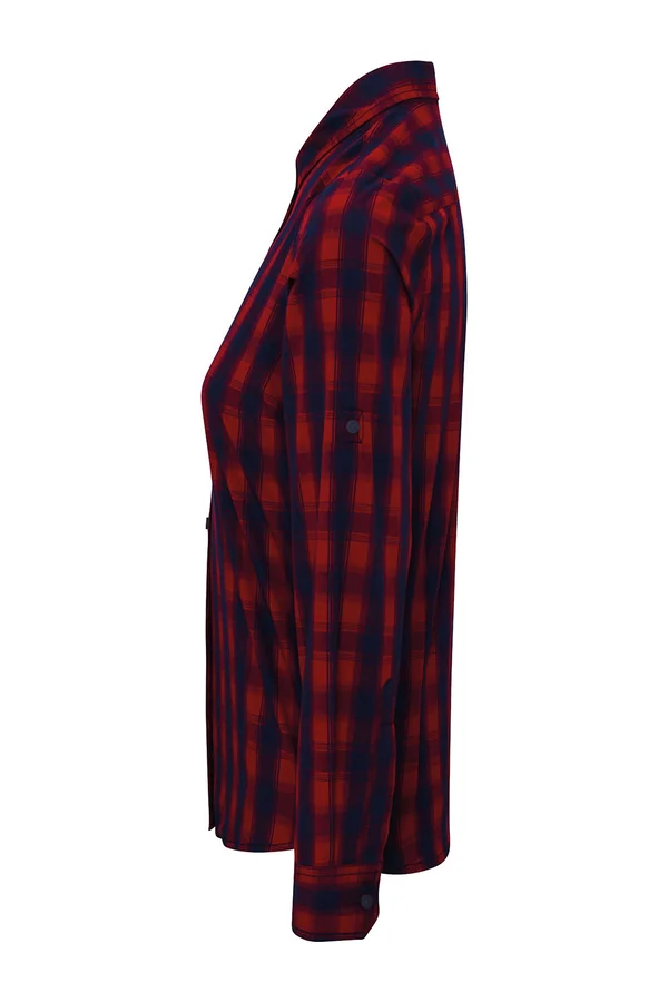 Women´s Mulligan Check Cotton Long Sleeve Shirt Red / Navy (ca. Pantone 2378C)