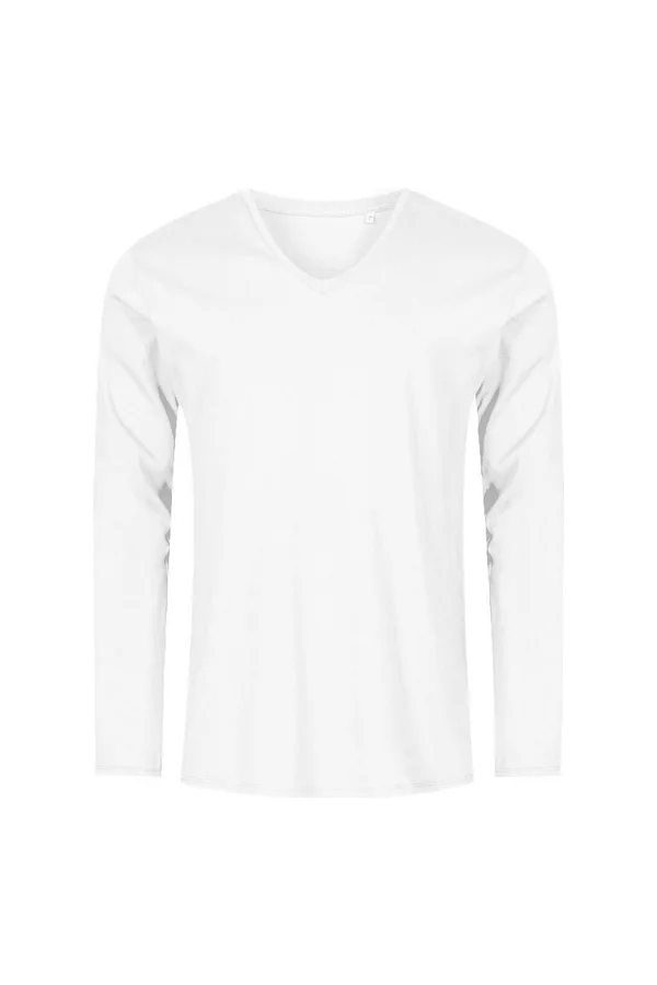 Men´s V-Neck T-Shirt Long Sleeve White