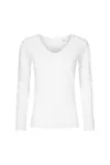 Women´s V-Neck T-Shirt Long Sleeve White