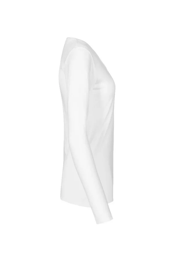 Women´s V-Neck T-Shirt Long Sleeve White