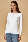 Women´s Roundneck T-Shirt Long Sleeve White