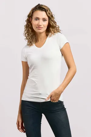 Women´s Slim Fit V-Neck-T White