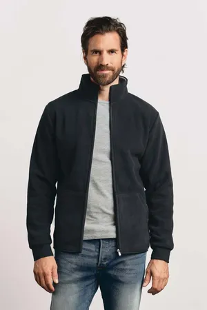 Men´s Double Fleece Jacket Light Grey / Black