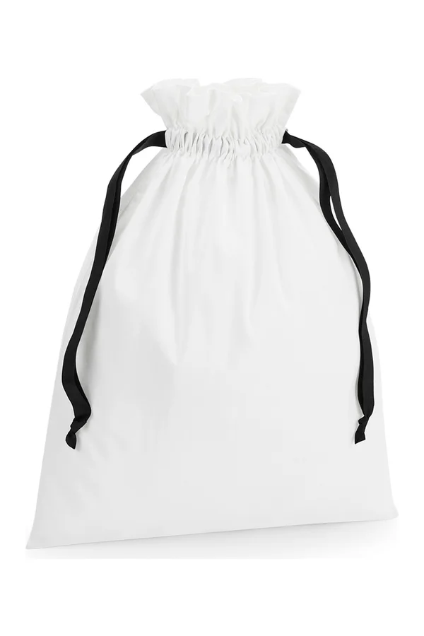 Cotton Gift Bag with Ribbon Drawstring soft white/black