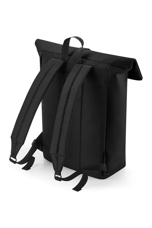 Matte PU Roll-Top Backpack Black