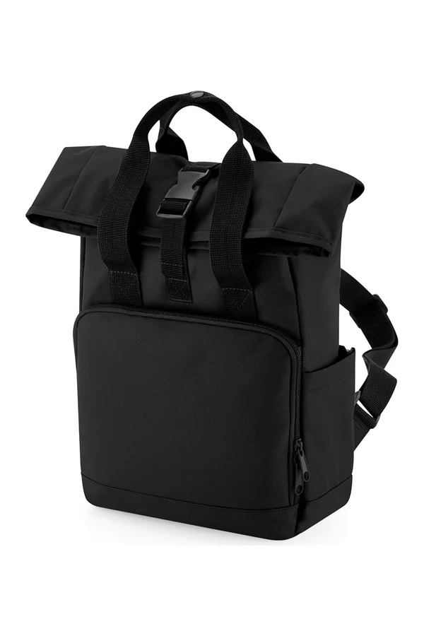 Recycled Mini Twin Handle Roll-Top Backpack Black