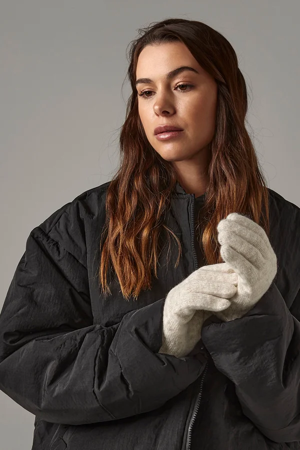 Cosy Ribbed Cuff Gloves almond marl