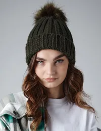 Verbier Faux Fur Pop Pom Chunky Beanie