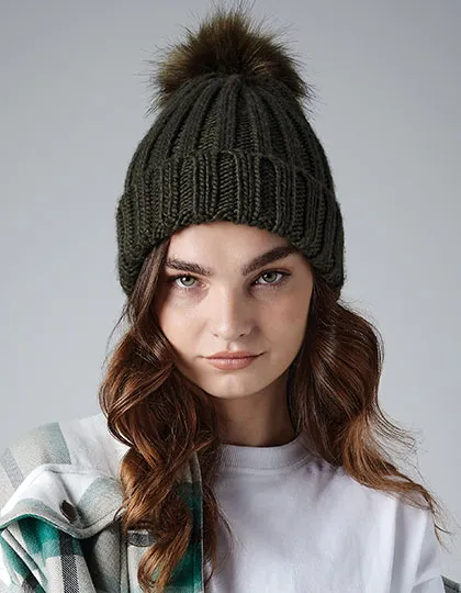 Verbier Faux Fur Pop Pom Chunky Beanie