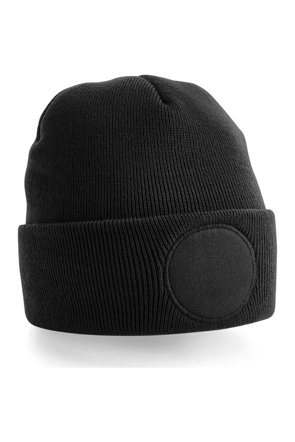 Circular Patch Beanie Black