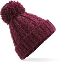 Melange Strickmütze mit Pompon