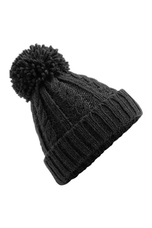 Cable Knit Melange Beanie Black