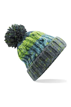 Corkscrew Pom Pom Beanie electric grey