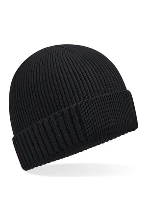 Organic Cotton Engineered Patch Beanie Black