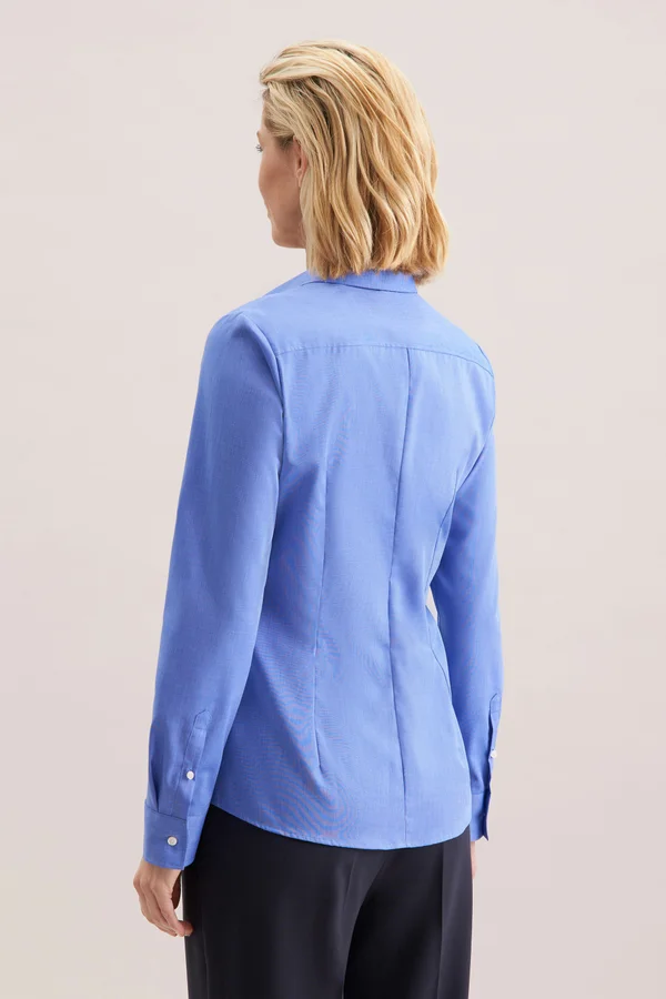 Women´s Blouse Slim Fit Long Sleeve Mid Blue