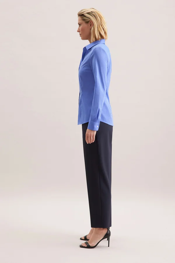 Women´s Blouse Slim Fit Long Sleeve Mid Blue