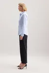 Women´s Blouse Slim Fit Check/Stripes Long Sleeve New Check Light Blue - White