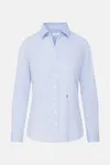 Women´s Blouse Slim Fit Check/Stripes Long Sleeve New Check Light Blue - White