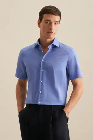 Men´s Shirt Shaped Fit Short Sleeve Mid Blue