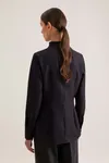 Popeline Bluse mit Kelchkragen langarm Black