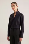 Popeline Bluse mit Kelchkragen langarm Black