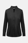Popeline Bluse mit Kelchkragen langarm Black