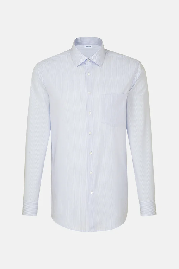 Men´s Shirt Regular Fit Check/Stripes Long Sleeve striped light blue/white