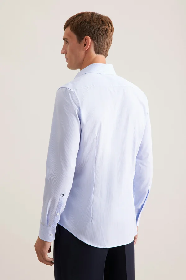 Men´s Shirt Slim Fit Check/Stripes Long Sleeve striped light blue/white