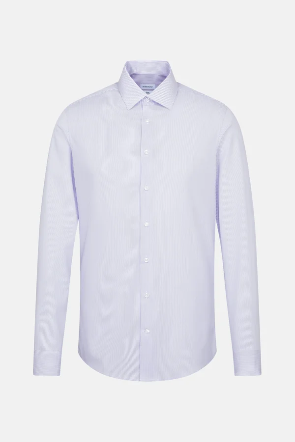 Men´s Shirt Slim Fit Check/Stripes Long Sleeve striped light blue/white